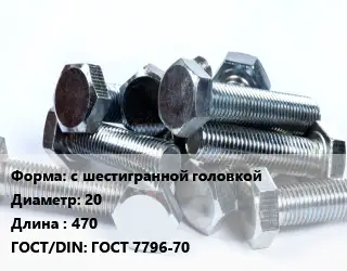 Болт с шестигранной головкой 20х470 ГОСТ 7796-70